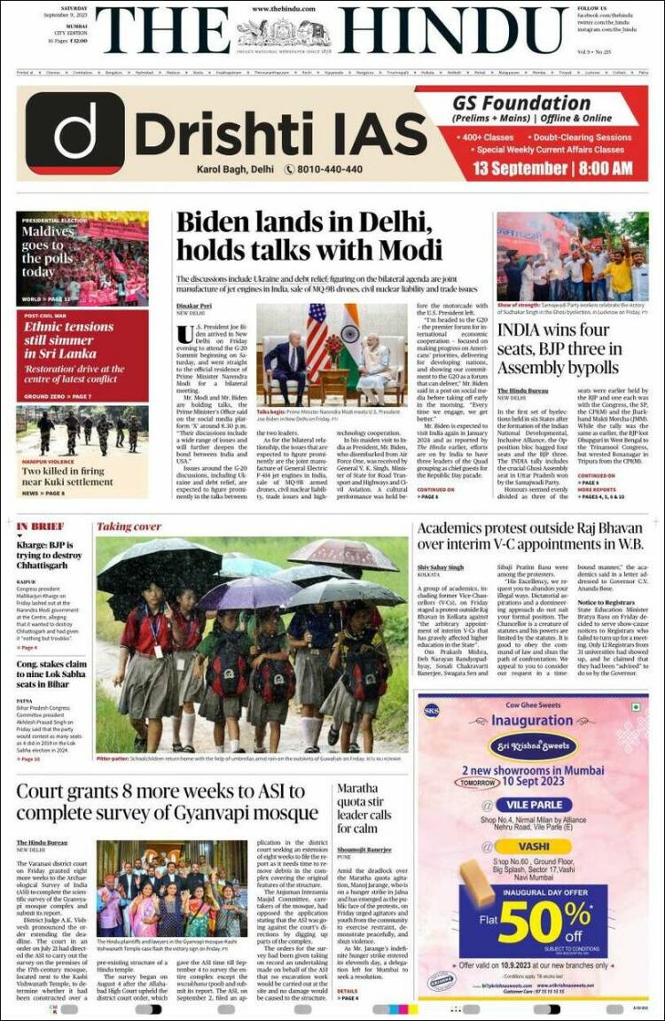 Portada de The Hindu (India)