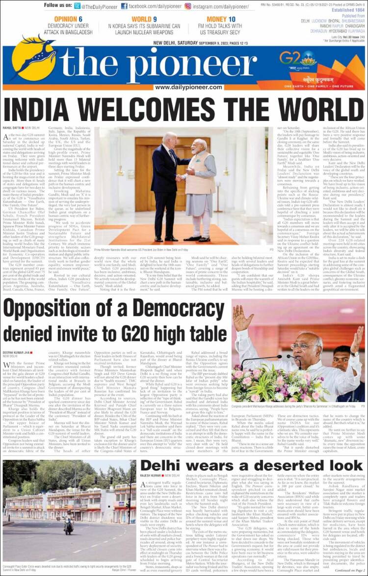 Portada de The Pioneer (India)