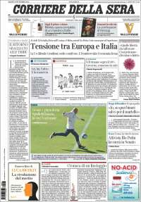 Portada de Corriere della Sera (Italia)