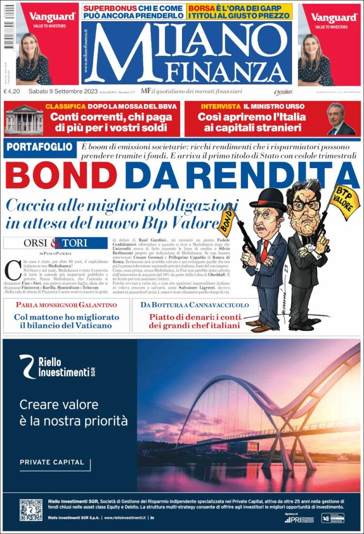 Portada de Milano Finanza (Italia)