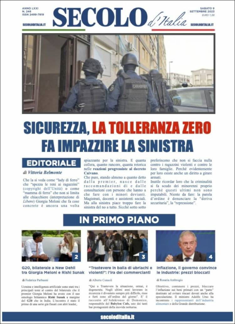 Portada de Secolo d'Italia (Italia)