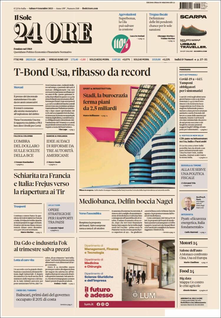 Portada de Il Sole 24 ORE (Italia)