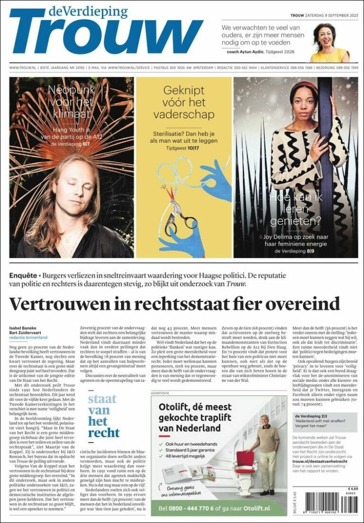 Portada de Trouw (Pa&iacute;ses Bajos)