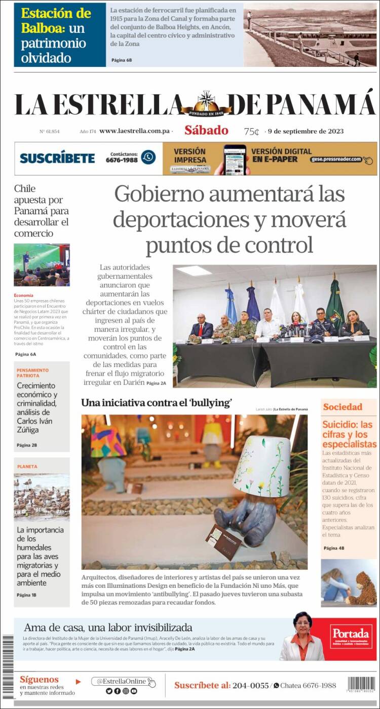 Portada de La Estrella de Panamá (Panam&aacute;)