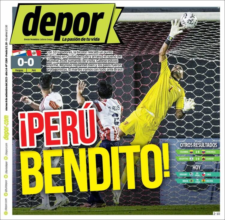 Portada de Depor (Per&uacute;)