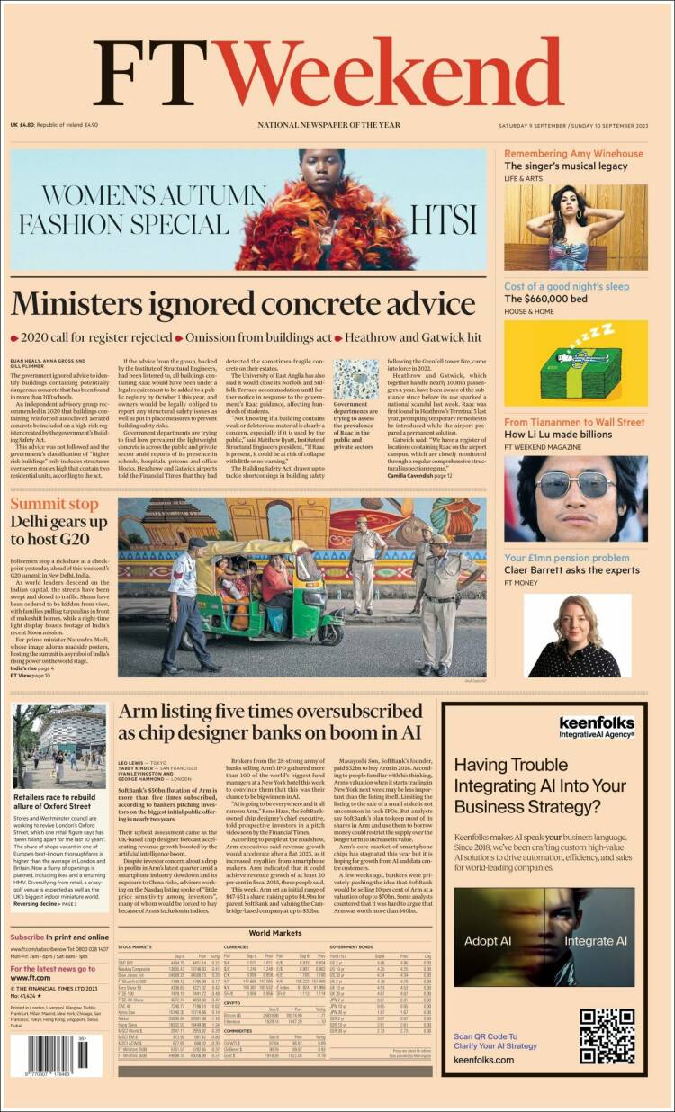 Portada de Financial Times (Reino Unido)
