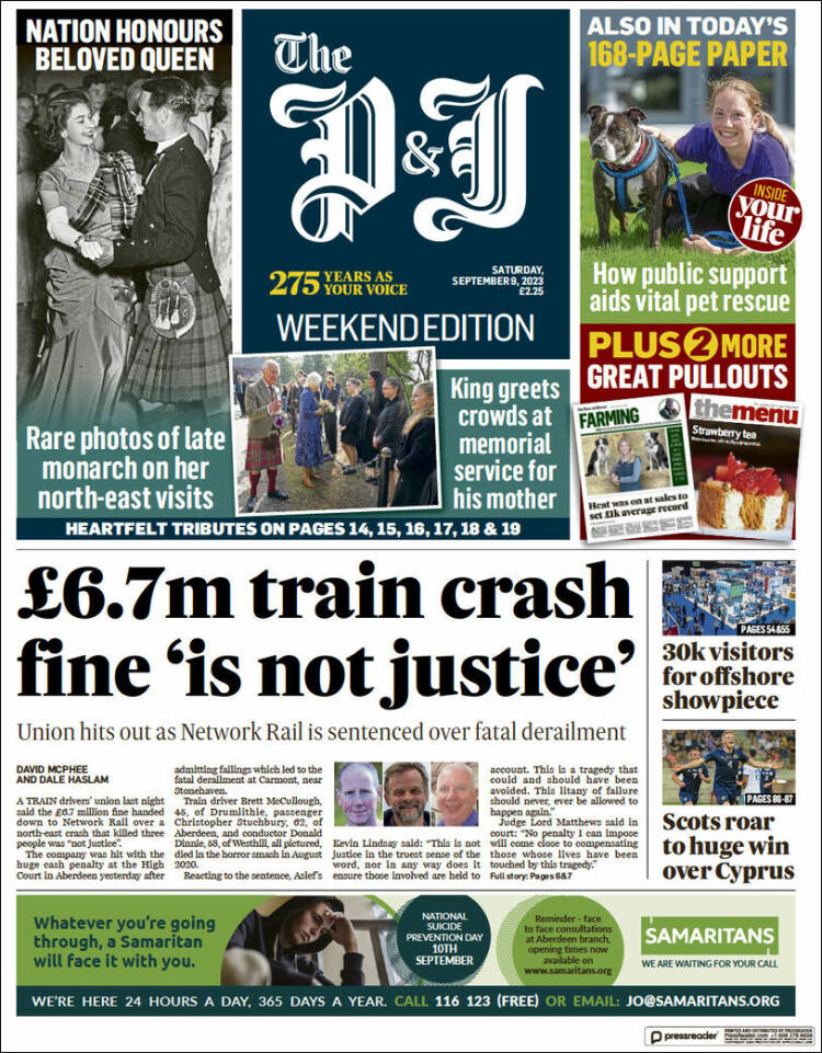 Portada de The Press and Journal (Reino Unido)