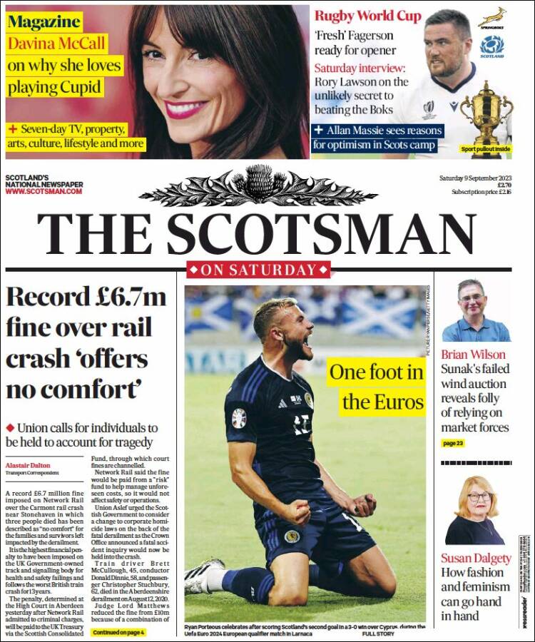 Portada de The Scotsman (Reino Unido)