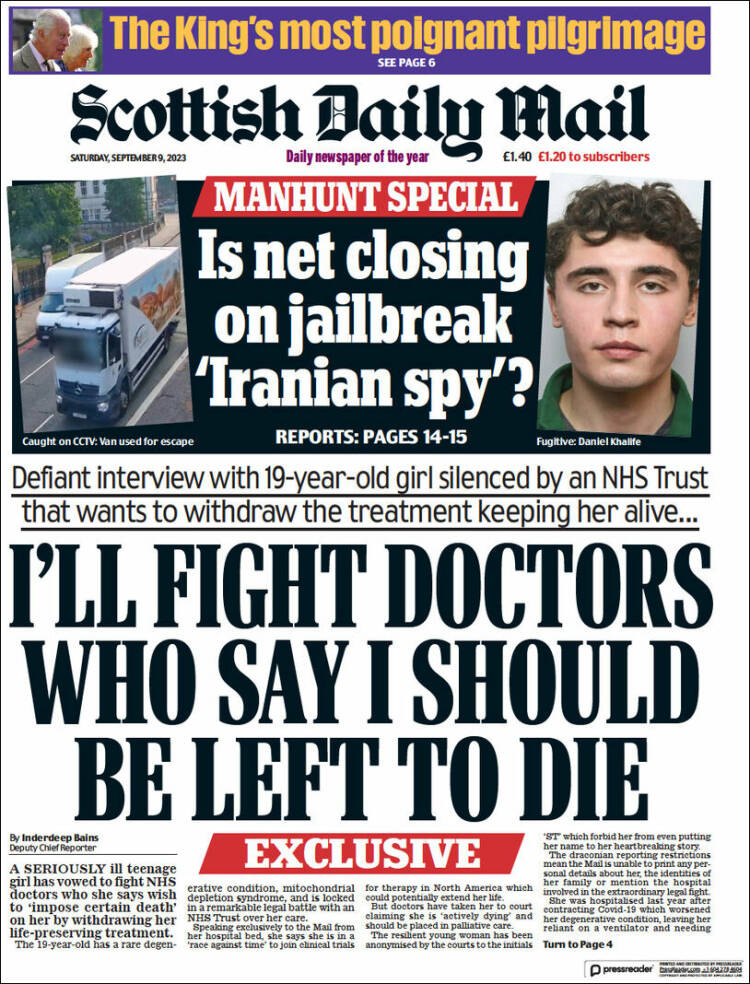 Portada de Scottish Daily Mail (Reino Unido)