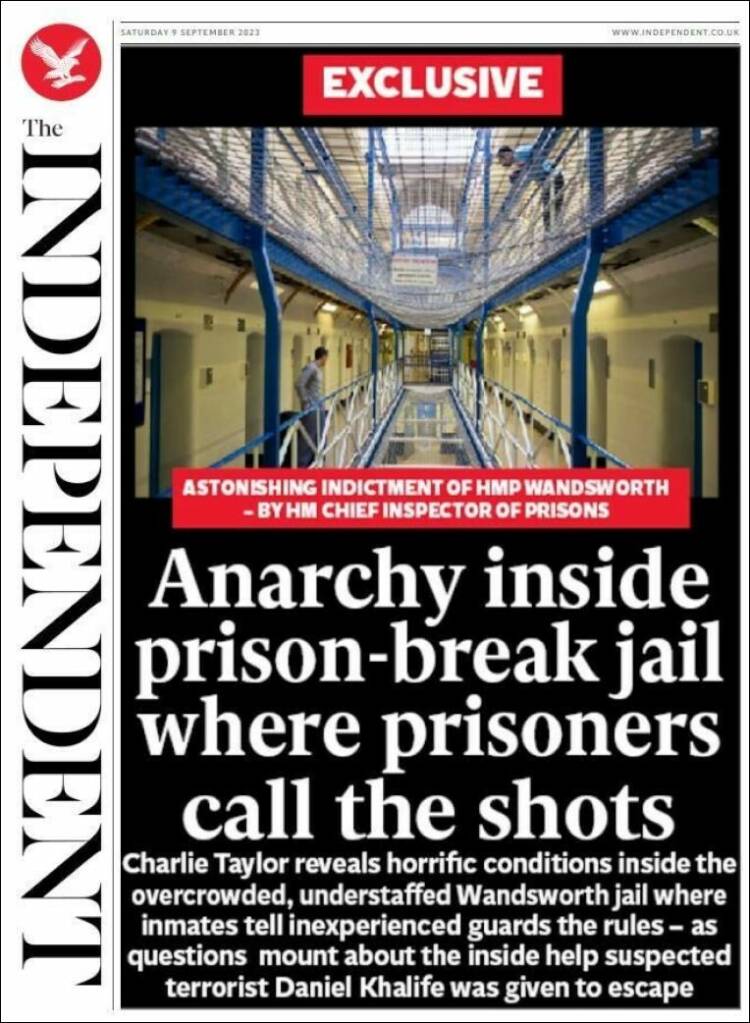 Portada de The Independent (Reino Unido)