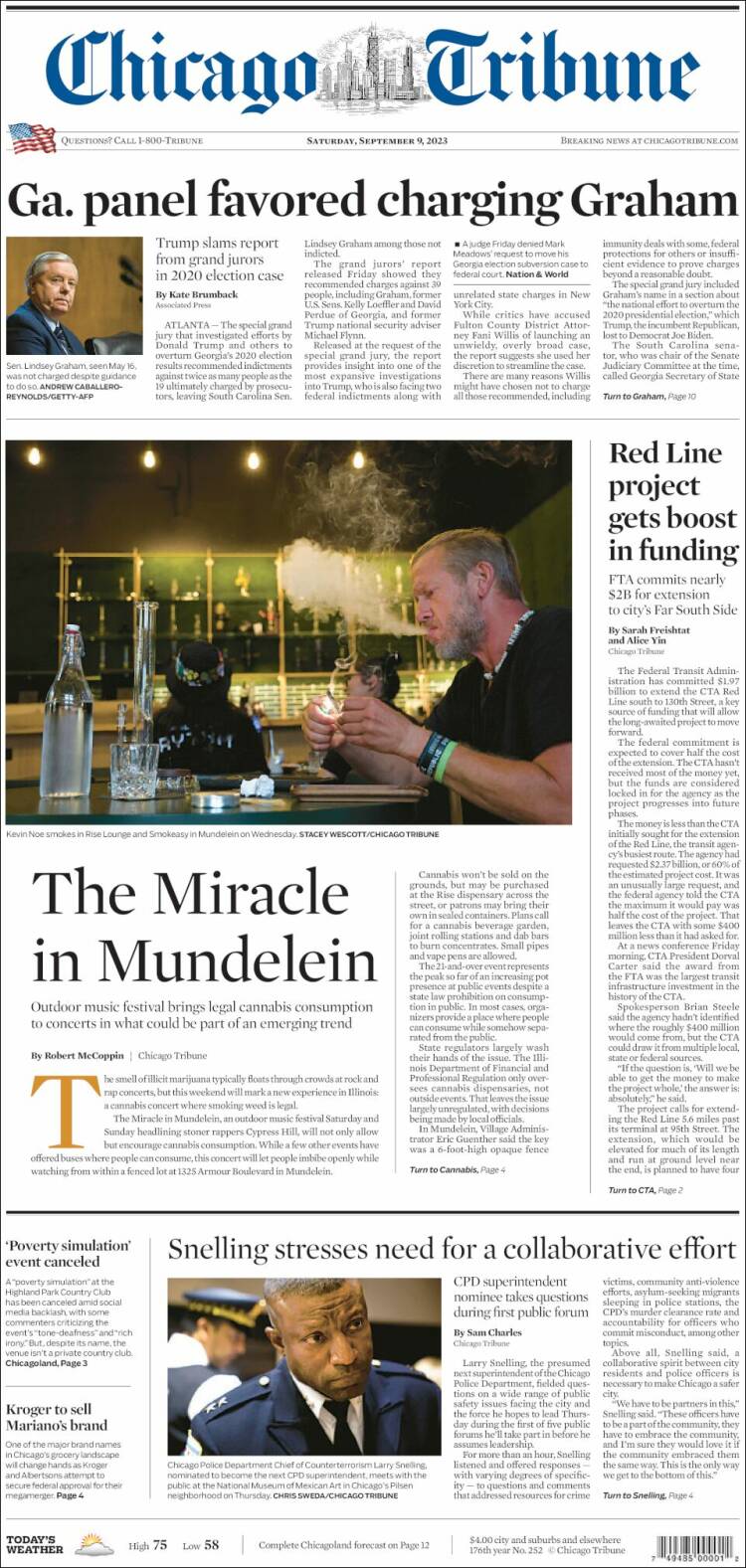 Portada de Chicago Tribune (USA)
