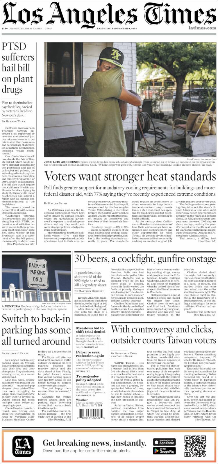 Portada de Los Angeles Times (USA)