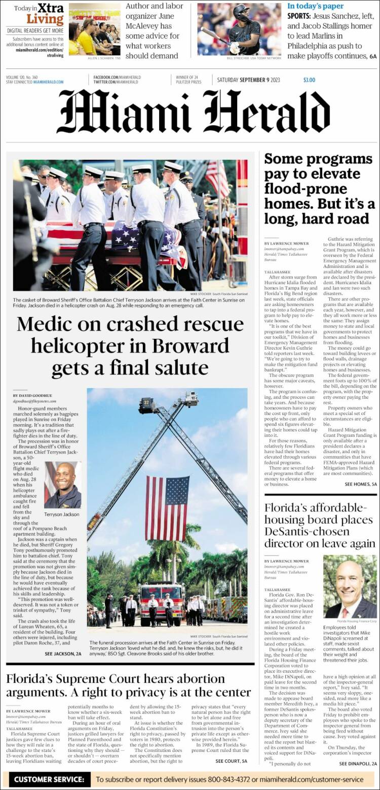 Portada de Miami Herald (USA)