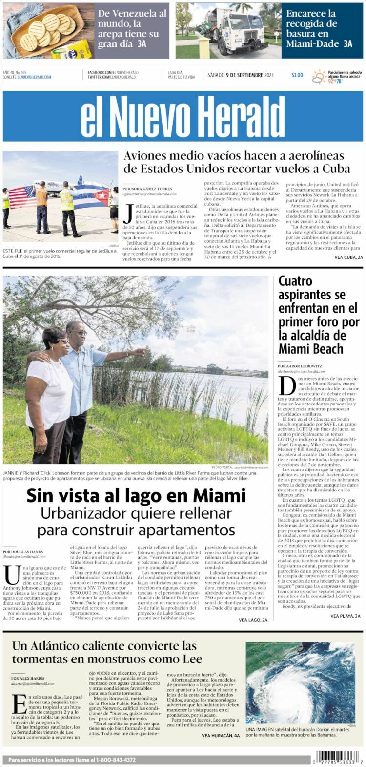 Portada de El Nuevo Herald (USA)