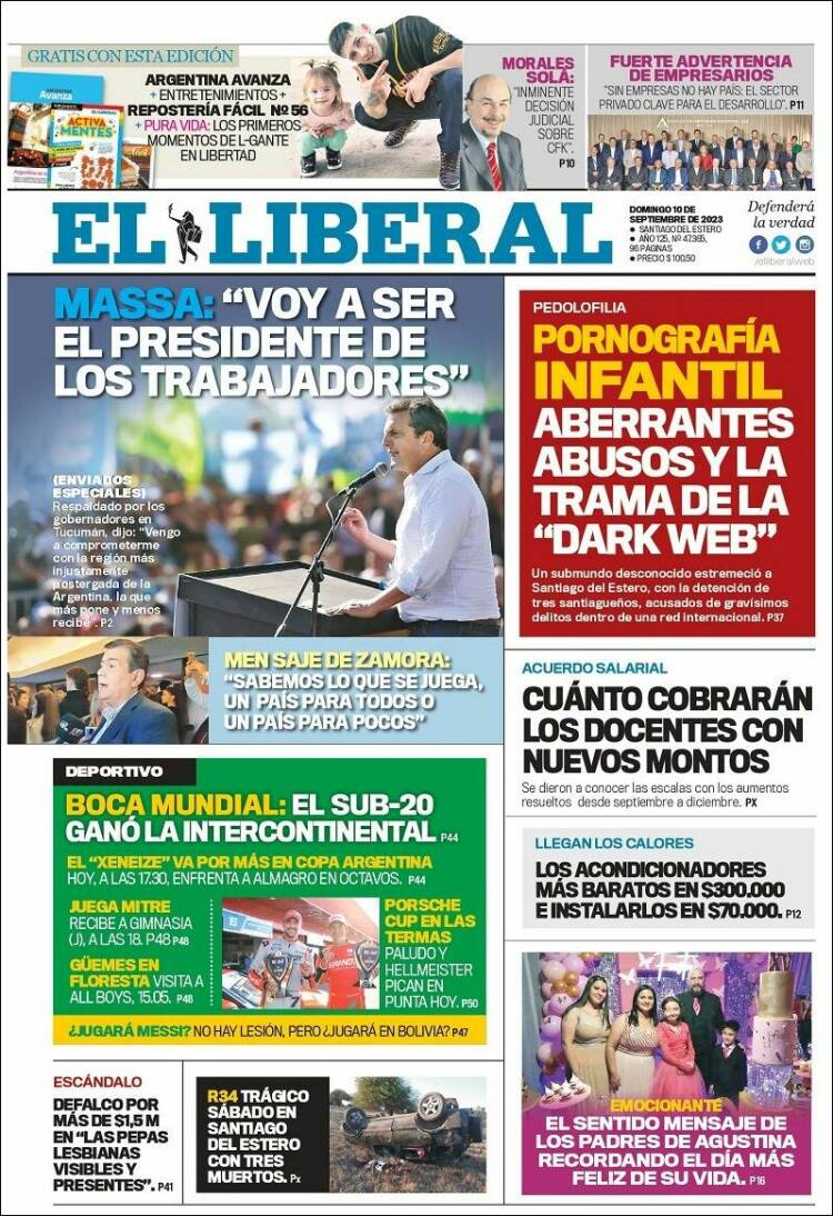 Portada de Diario El Liberal (Argentina)