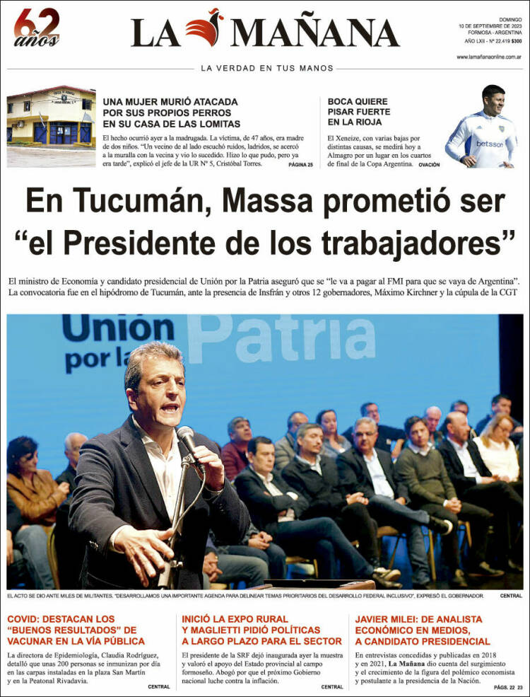 Portada de Diario La Mañana (Argentina)