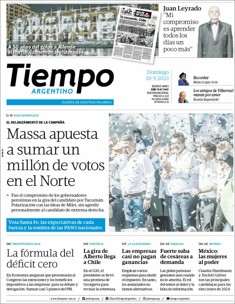Portada de Tiempo Argentino (Argentina)