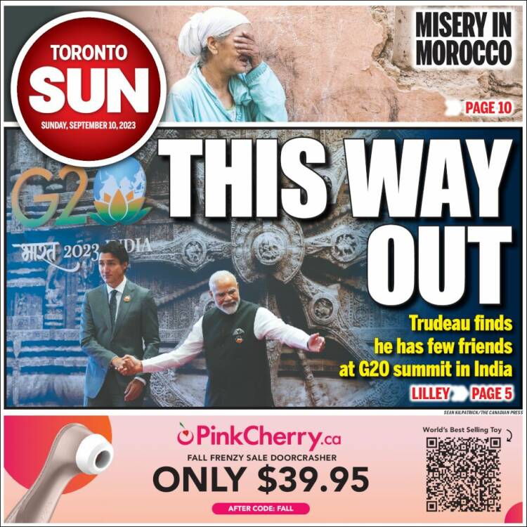Portada de The Toronto Sun (Canadá)