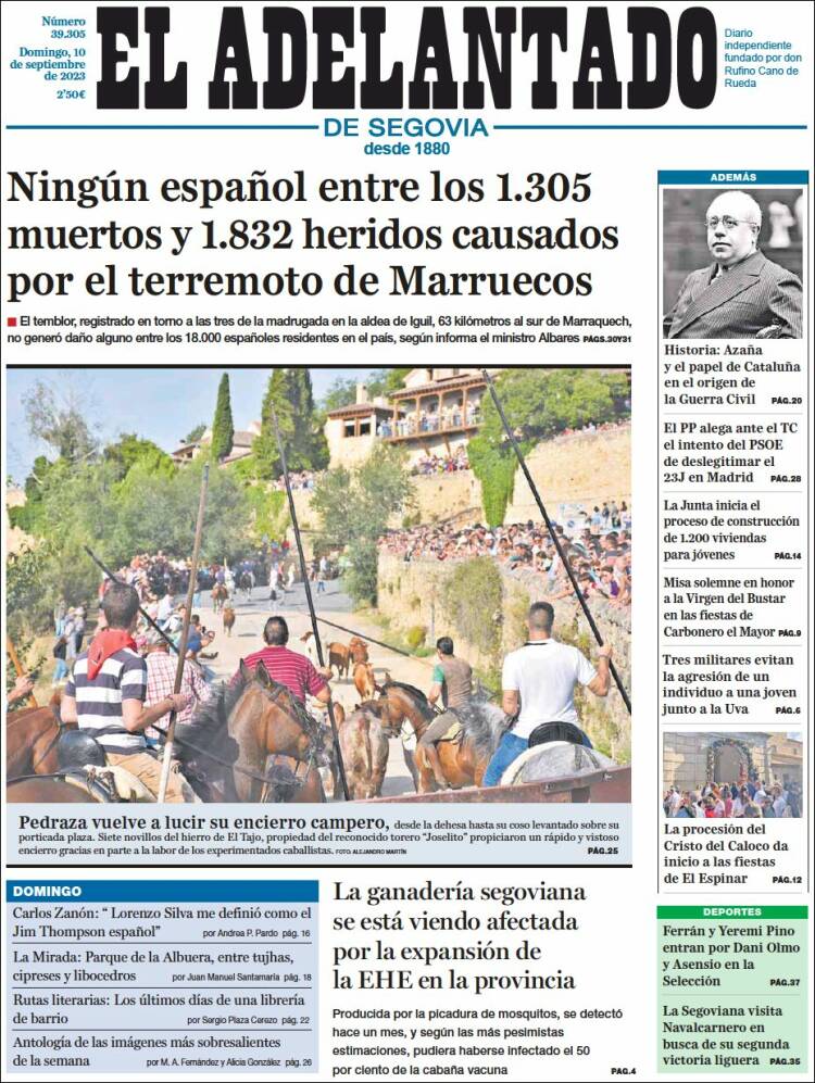 Portada de El Adelantado de Segovia (España)