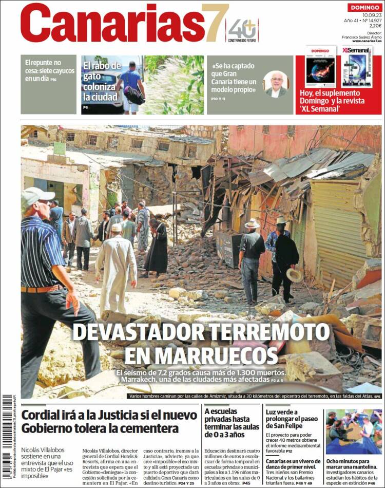 Portada de Canarias 7 (España)