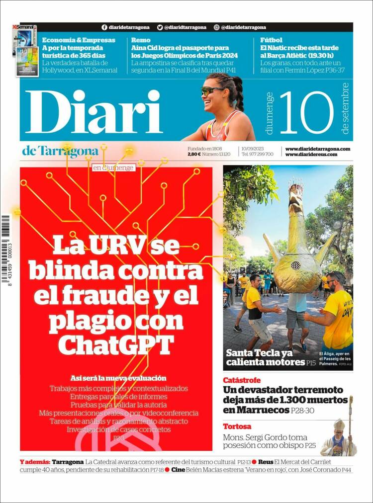 Portada de Diari de Tarragona (España)