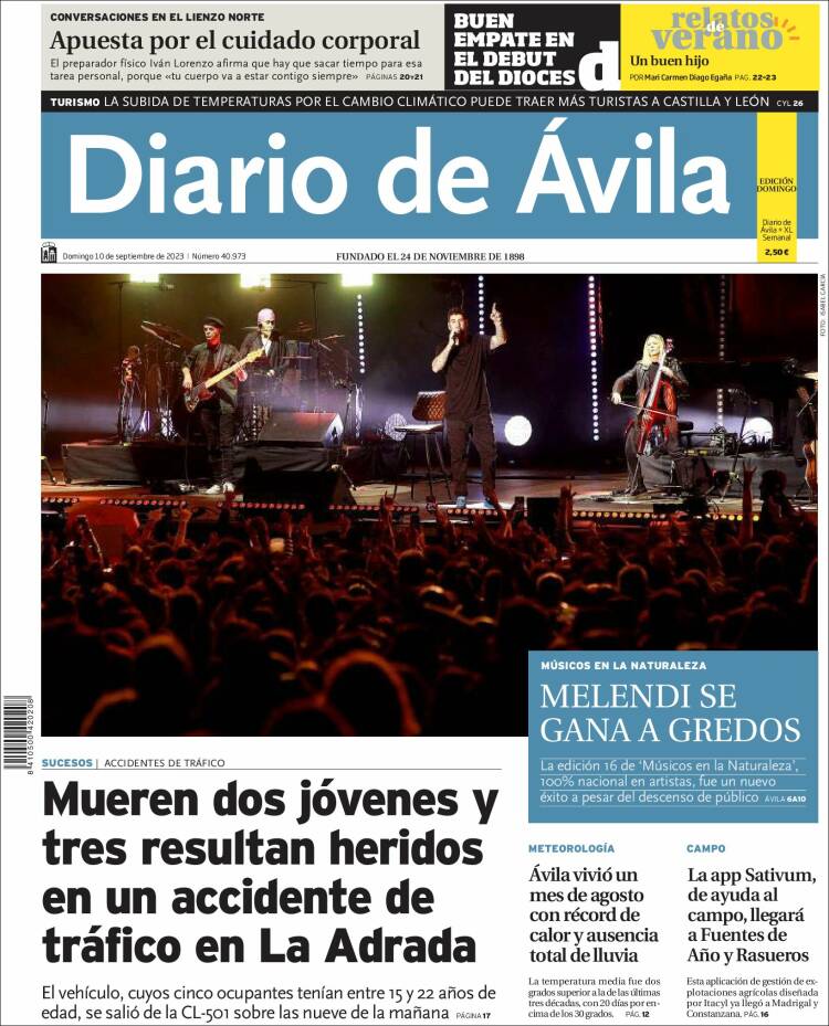 Portada de Diario de Ávila (España)