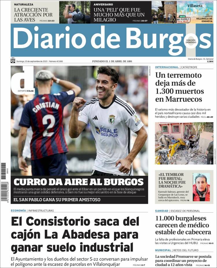Portada de Diario de Burgos (España)