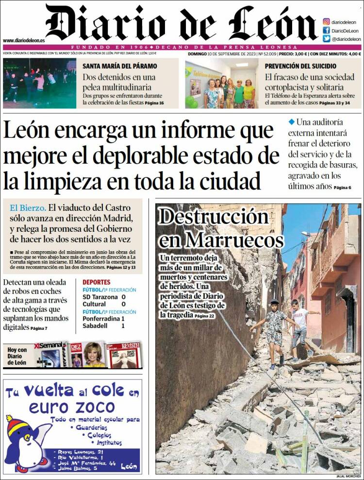 Portada de Diario de León (España)