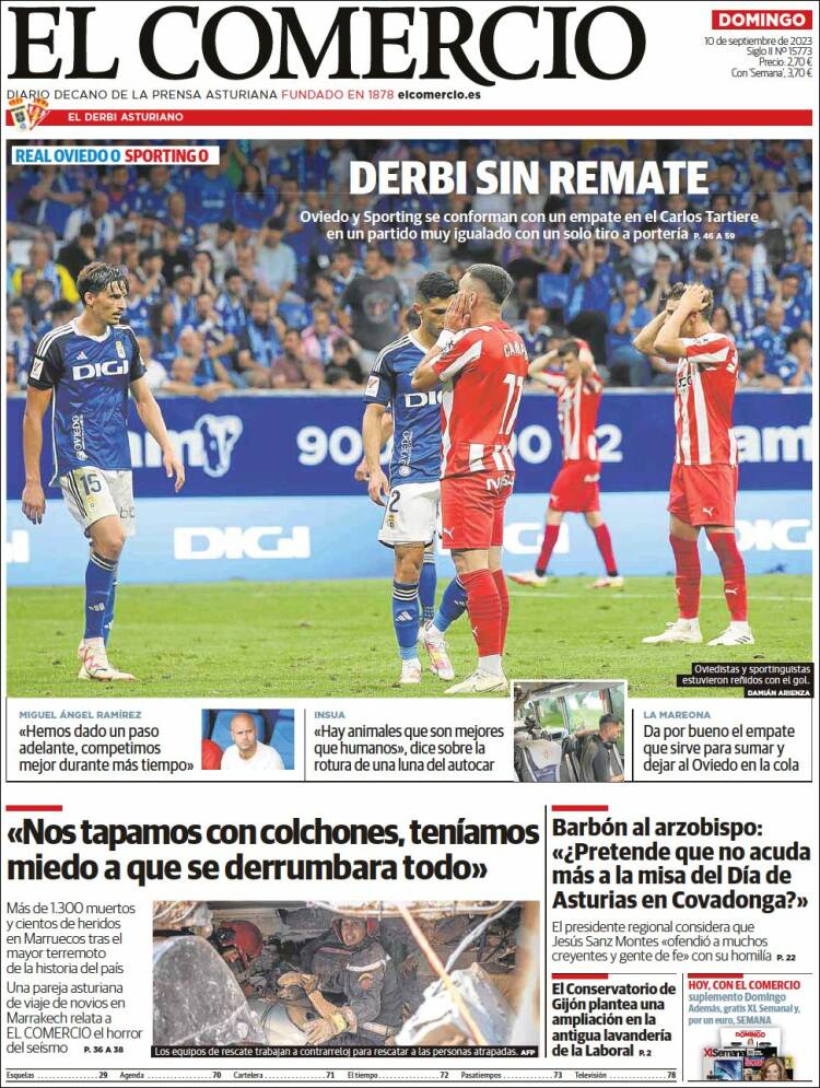 Portada de El Comercio - Gijón (España)