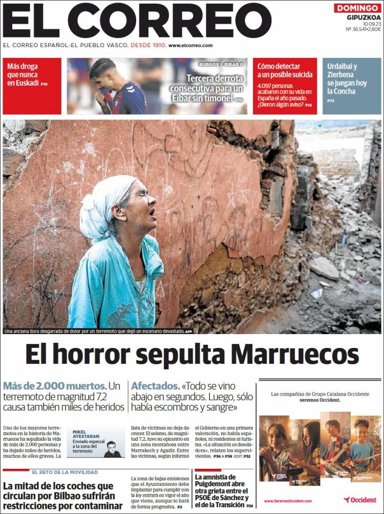 Portada de El Correo - Guipuzcoa (España)
