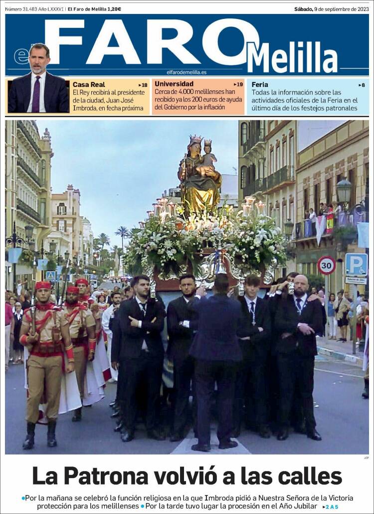 Portada de El Faro de Melilla (España)