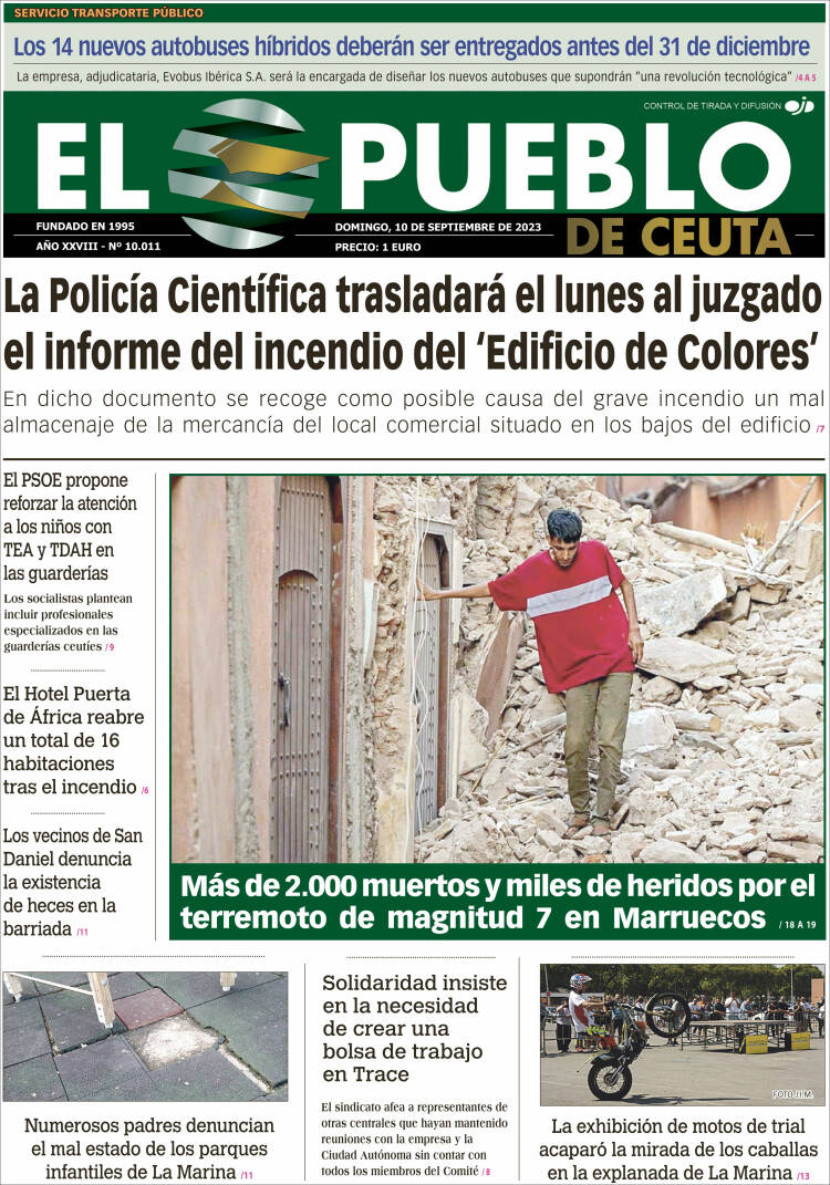 Portada de El Pueblo de Ceuta (España)