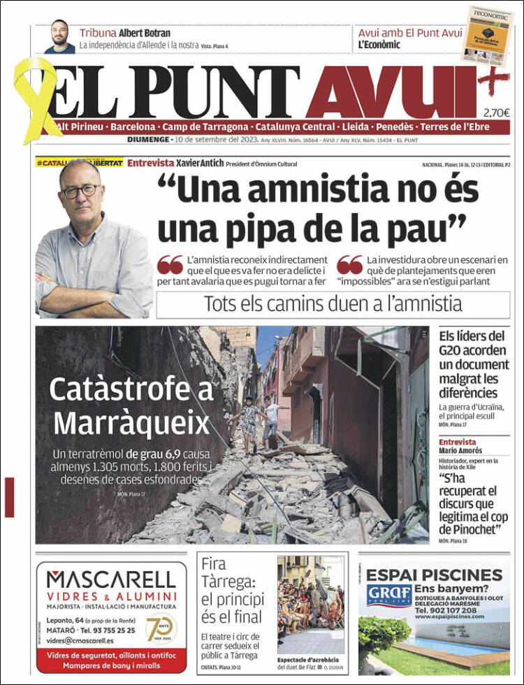 Portada de El Punt Avui (España)
