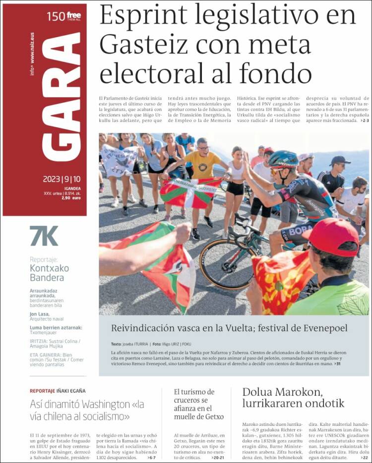 Portada de Gara (España)