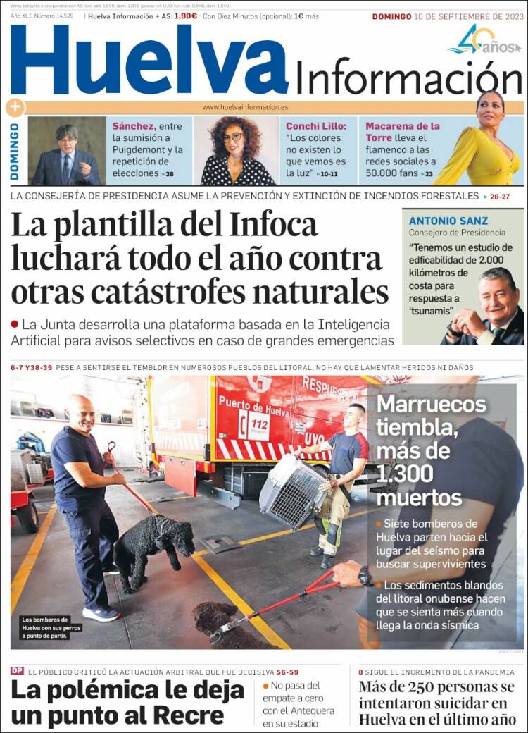 Portada de Huelva Información (España)