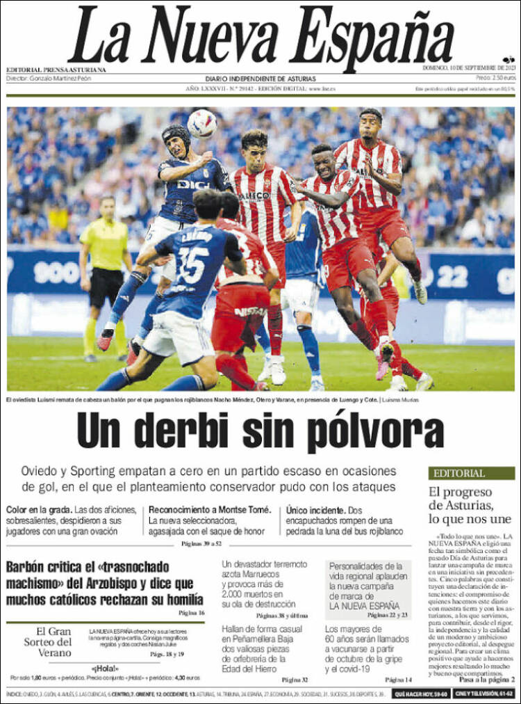 Portada de La Nueva España (España)