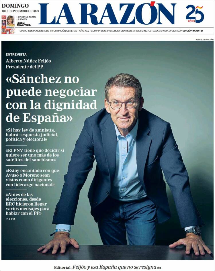 Portada de La Razón (España)