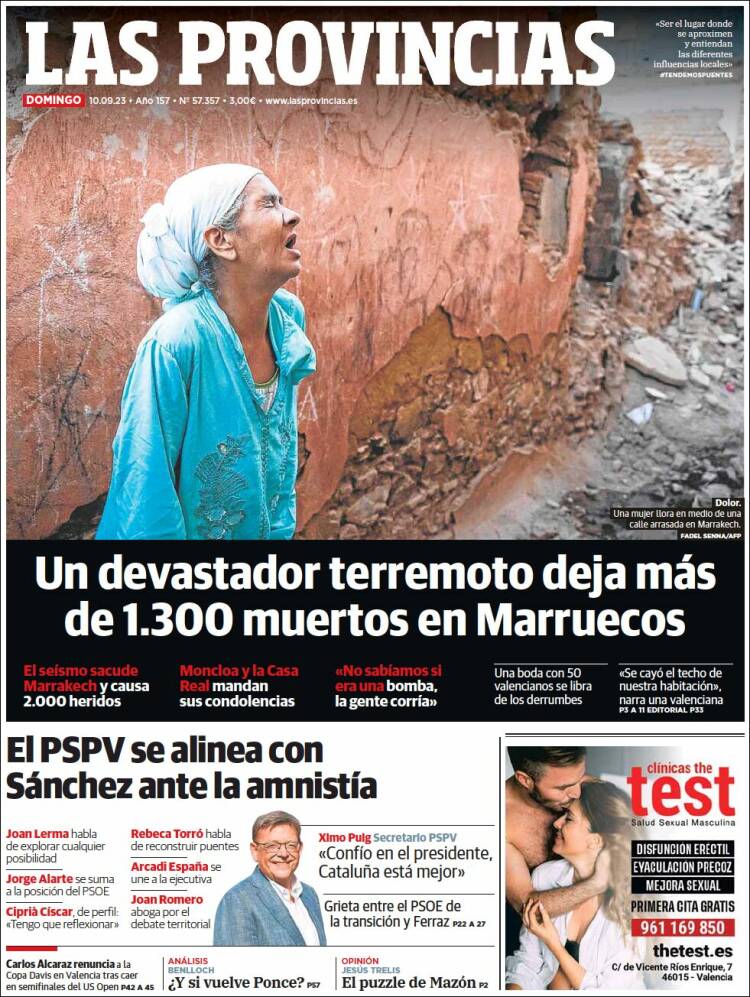 Portada de Las Provincias (España)