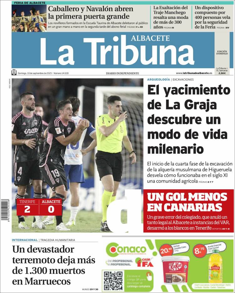 Portada de La Tribuna de Albacete (España)