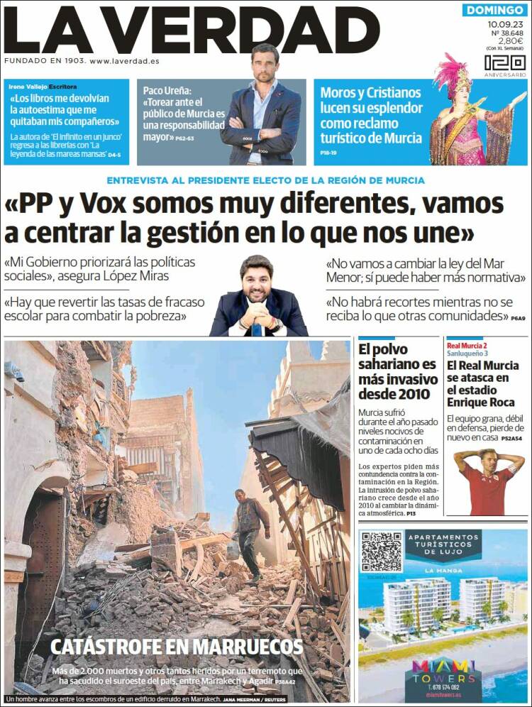 Portada de La Verdad de Murcia (España)