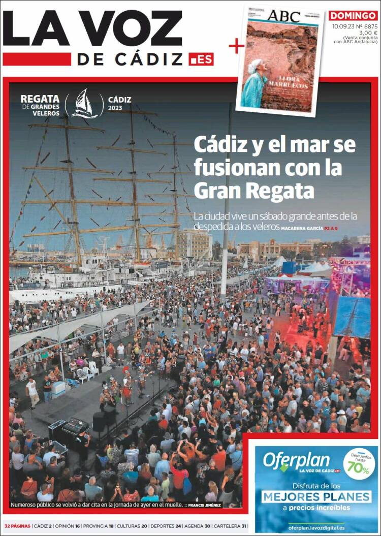 Portada de La Voz de Cádiz (España)