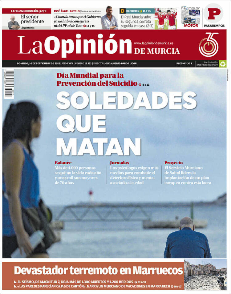 Portada de La Opinión de Murcia (España)