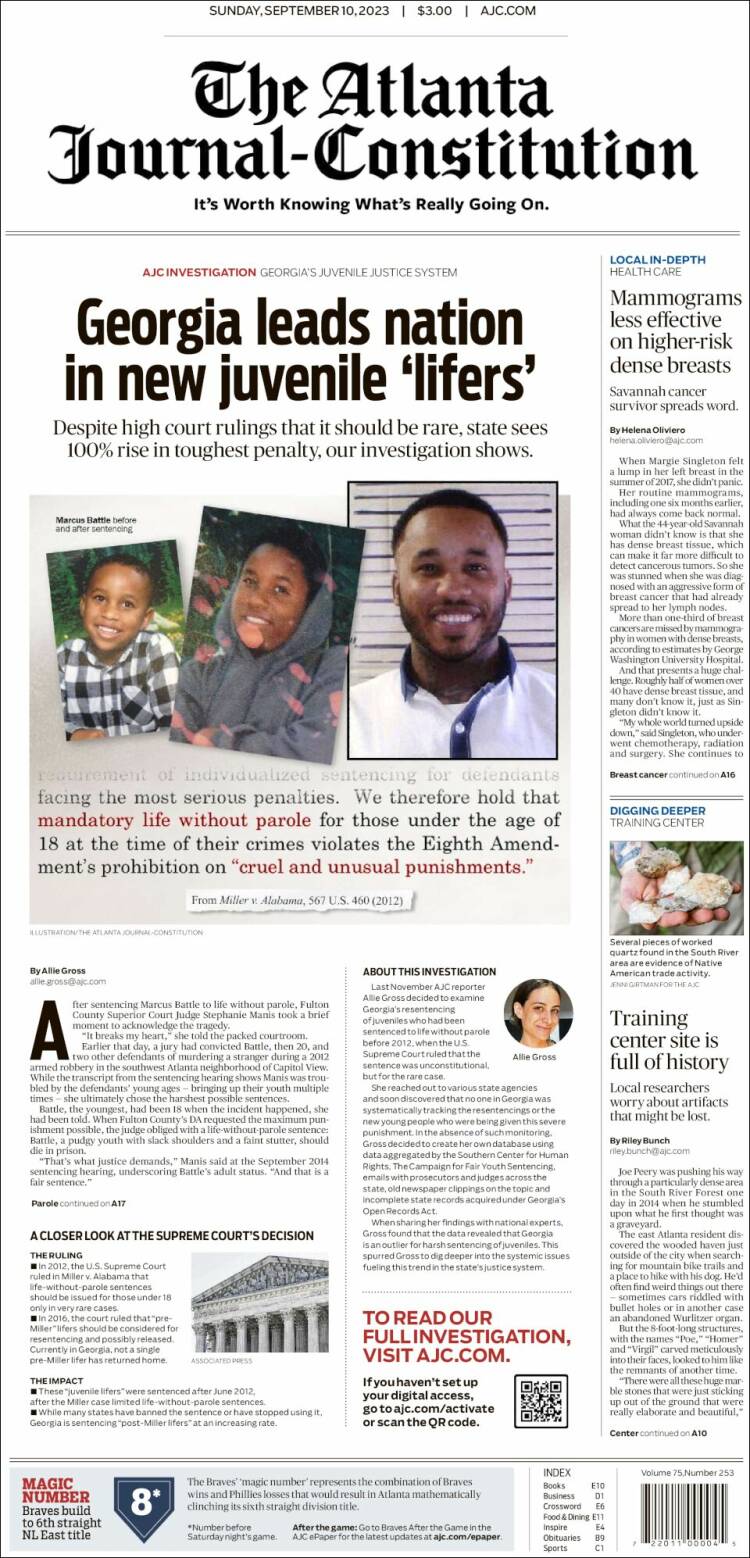 Portada de The Atlanta Journal-Constitution (USA)