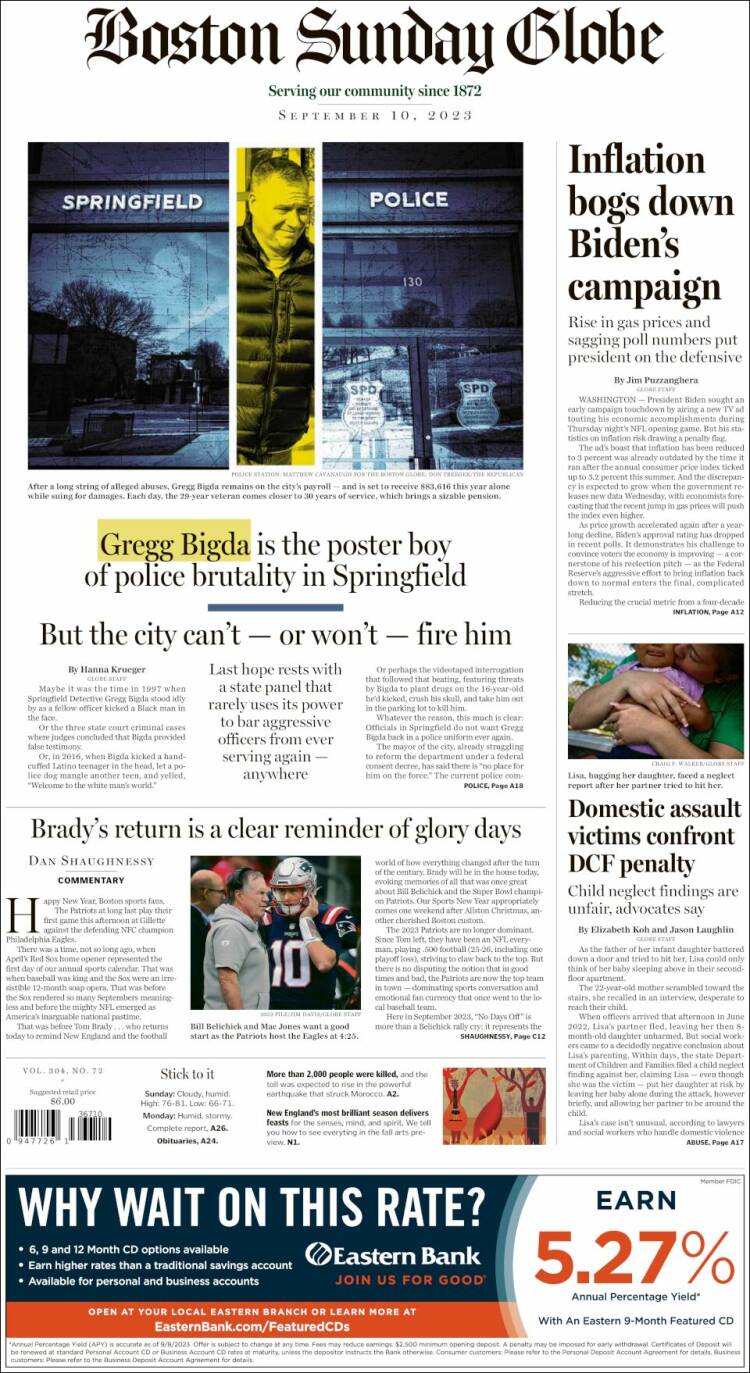 Portada de Boston Globe (USA)