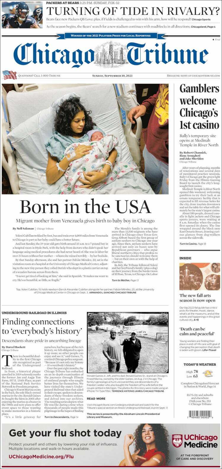 Portada de Chicago Tribune (USA)