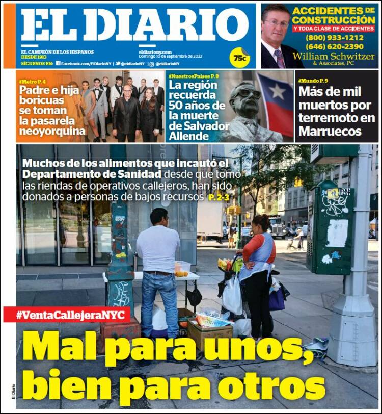 Portada de El Diario NY (USA)