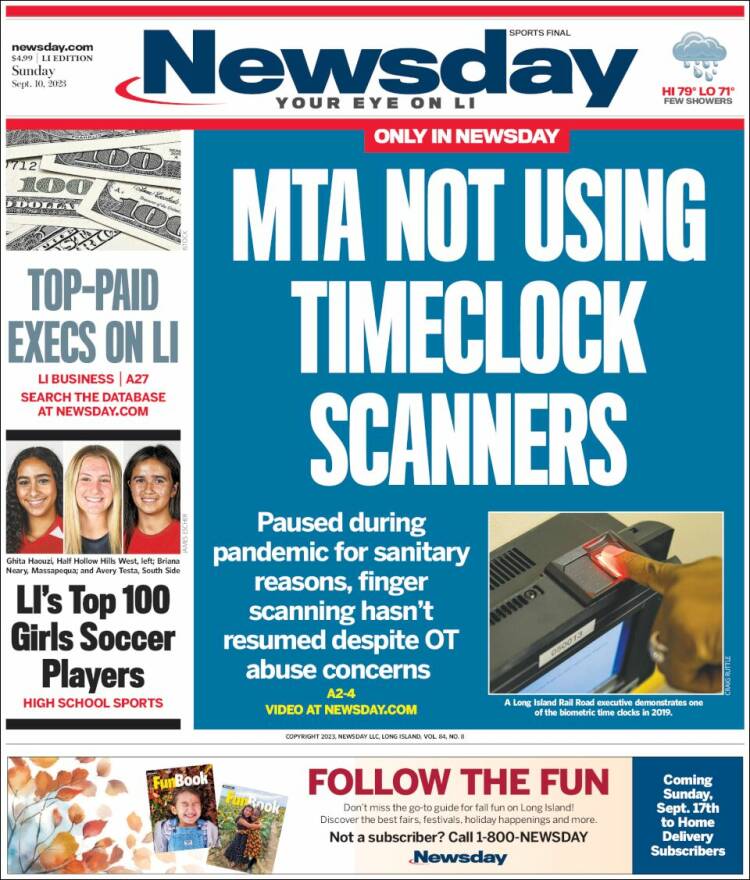 Portada de Newsday (USA)