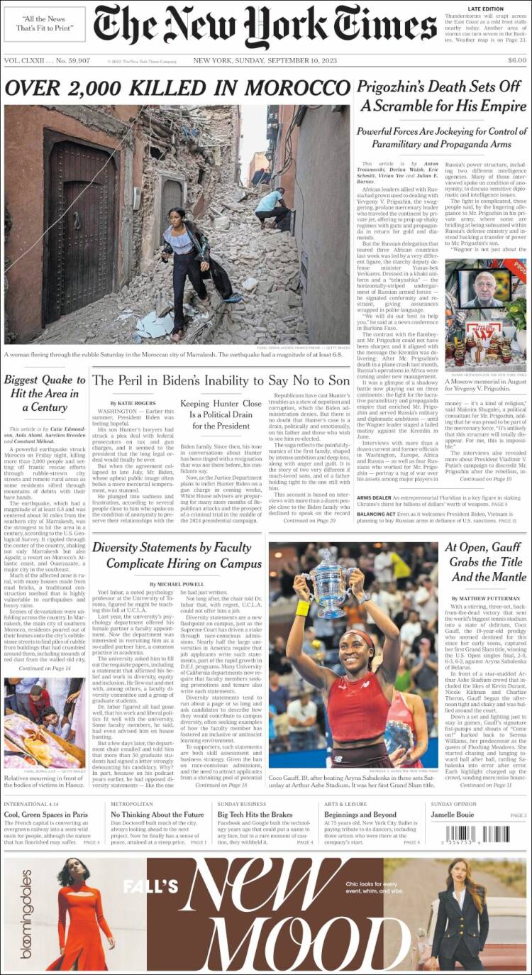 Portada de New York Times (USA)