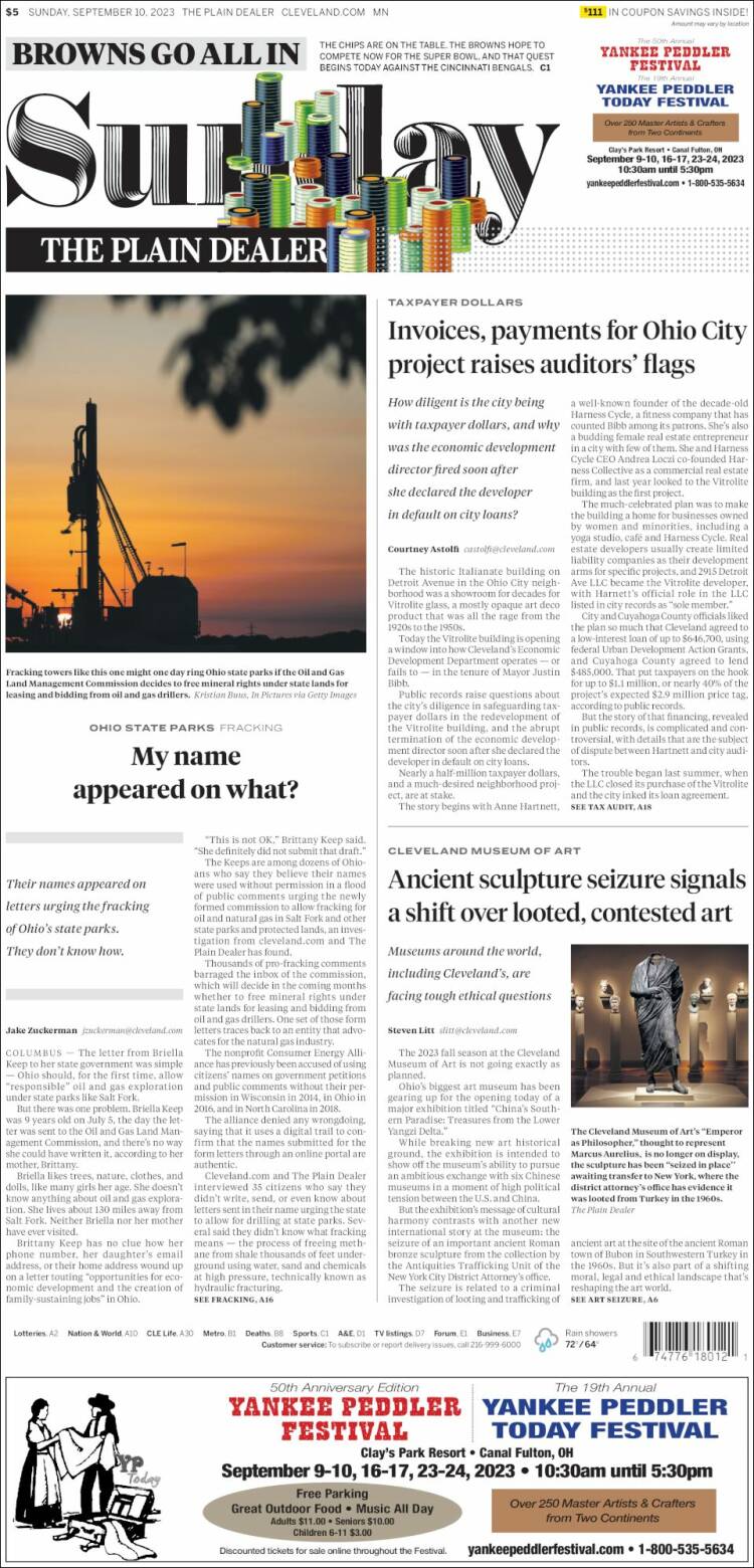Portada de The Plain Dealer (USA)