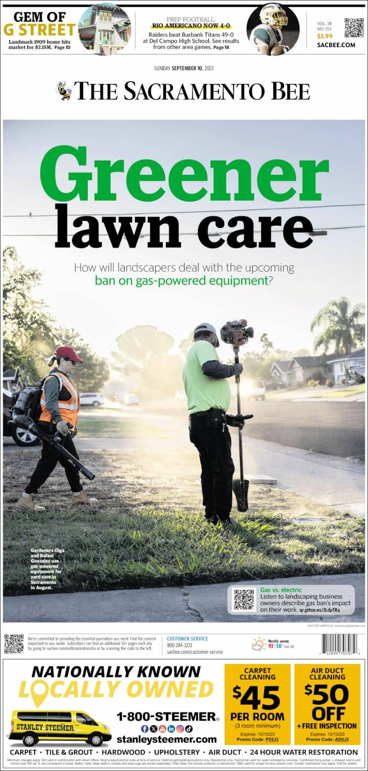 Portada de The Sacramento Bee (USA)